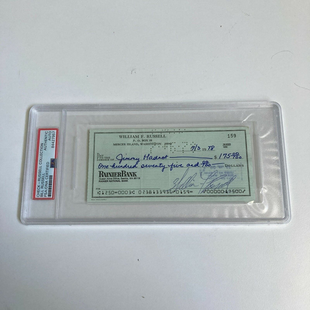Bill Russell Signed Autographed Bank Check PSA DNA Boston Celtics HOF Legend