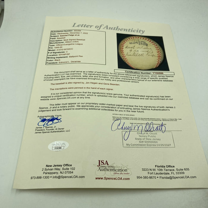 Satchel Paige Signed Baseball Displays As Single Signed JSA COA
