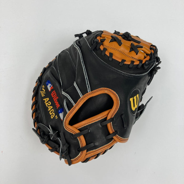 Ivan Rodriguez Signed Game Model Baseball Glove Mitt UDA Upper Deck COA RARE