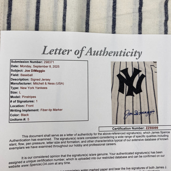 Joe Dimaggio Signed 1941 New York Yankees Mitchell & Ness Jersey MINT Auto JSA