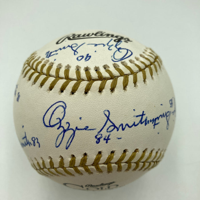 Incredible Ozzie Smith Gold Glove Signed Inscribed Baseball 13 Signatures! JSA