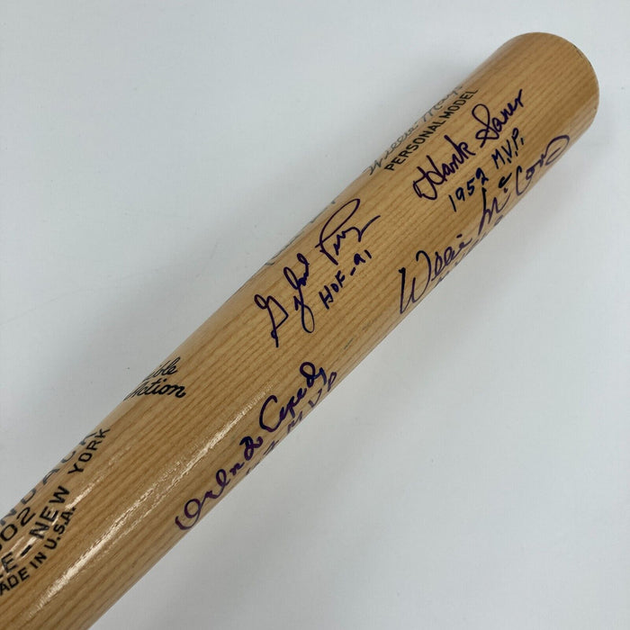 Willie Mays Yogi Berra Ernie Banks MVP Winners Signed Baseball Bat JSA COA