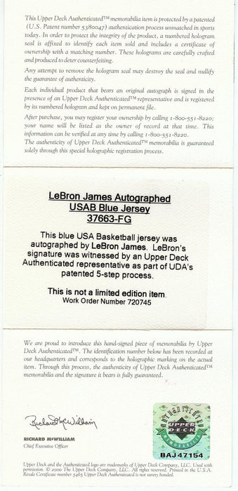 Lebron James Signed Authentic 2004 Team USA Olympics Jersey UDA & PSA DNA COA