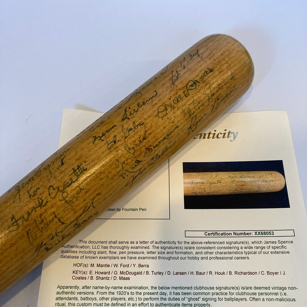 Beautiful 1959 New York Yankees Team Signed Baseball Bat Mickey Mantle JSA COA