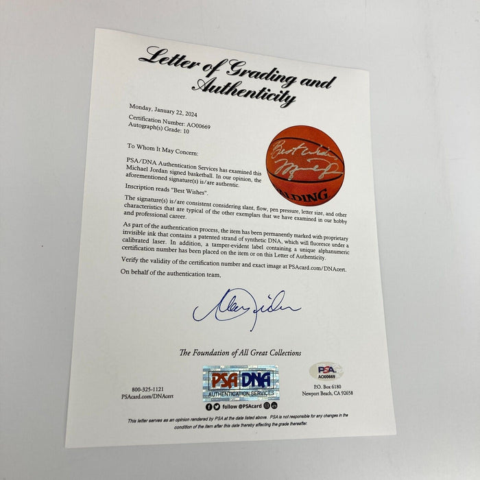 Michael Jordan Signed Official NBA Game Basketball PSA DNA Graded 10 GEM MINT