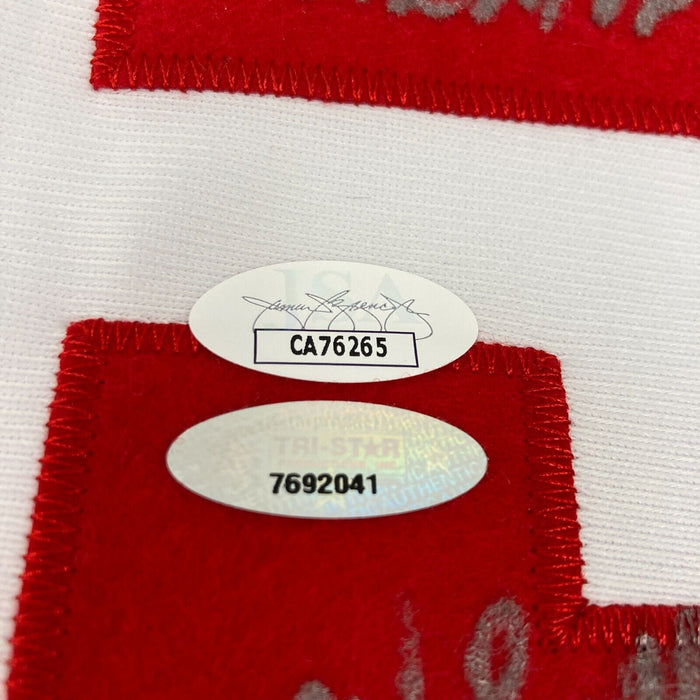 Johnny Bench Signed Inscribed Cincinnati Reds STAT Mitchell & Ness Jersey JSA