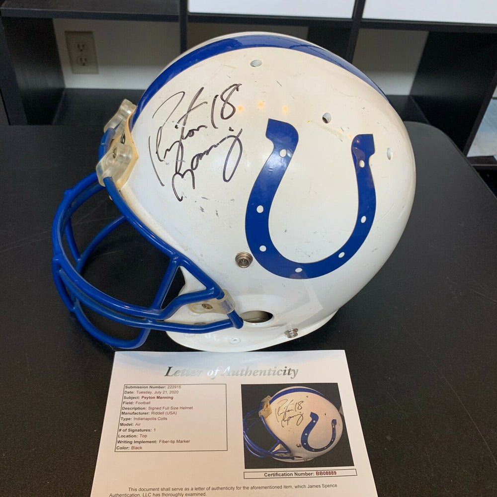 Peyton Manning Rookie Era Signed Game Used Indianapolis Colts Helmet JSA COA