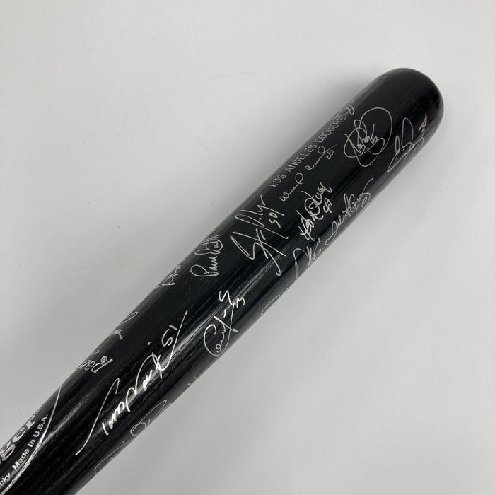 2003 Los Angeles Dodgers Team Signed Baseball Bat Rickey Henderson Beltre PSA