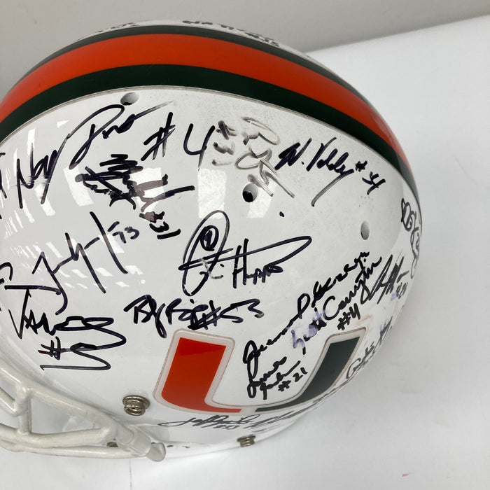 1998 Miami Hurricane Team Signed Game Issued Helmet 41 Sigs PSA DNA COA