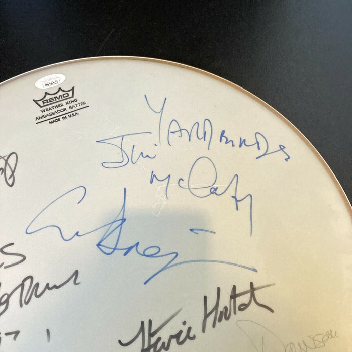 The Yardbirds & The Animals Bands Signed Drumhead JSA COA 9 Signatures