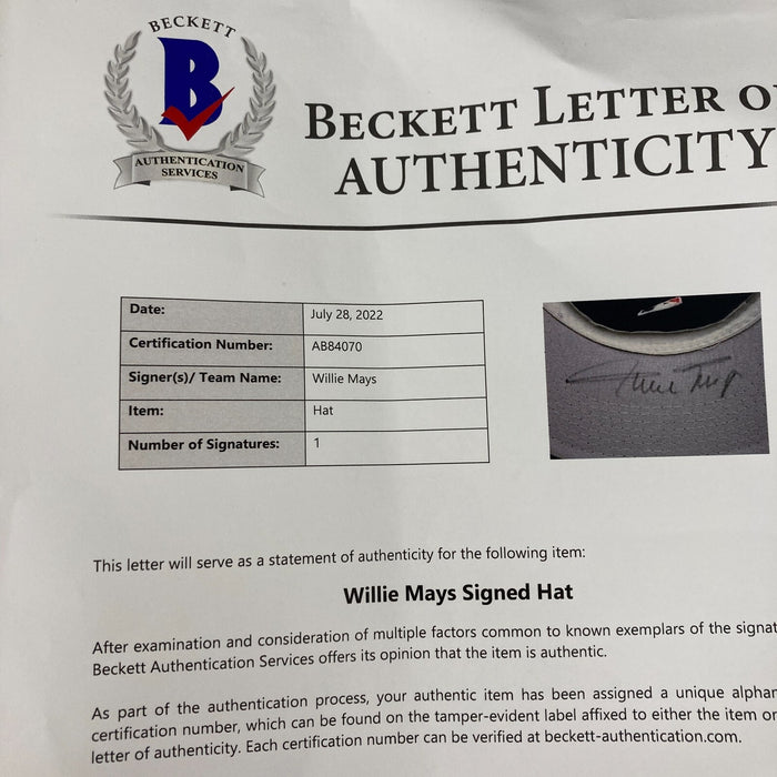 Willie Mays Signed Vintage San Francisco Giants Baseball Hat Beckett COA