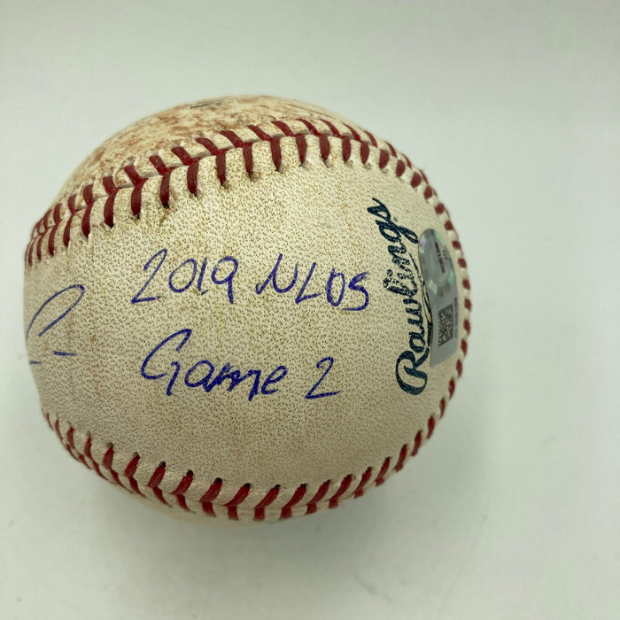 Ronald Acuna Signed 2019 NLDS Actual Hit Game Used Baseball Double JSA & MLB COA