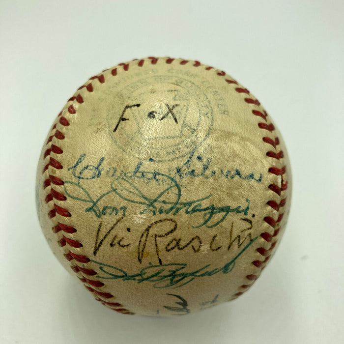 Satchel Paige Mickey Mantle 1952 All Star Game Team Signed Baseball JSA COA
