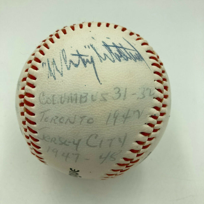 Whitey Whitehead Single Signed STAT Baseball JSA COA 1934 St. Louis Cardinals