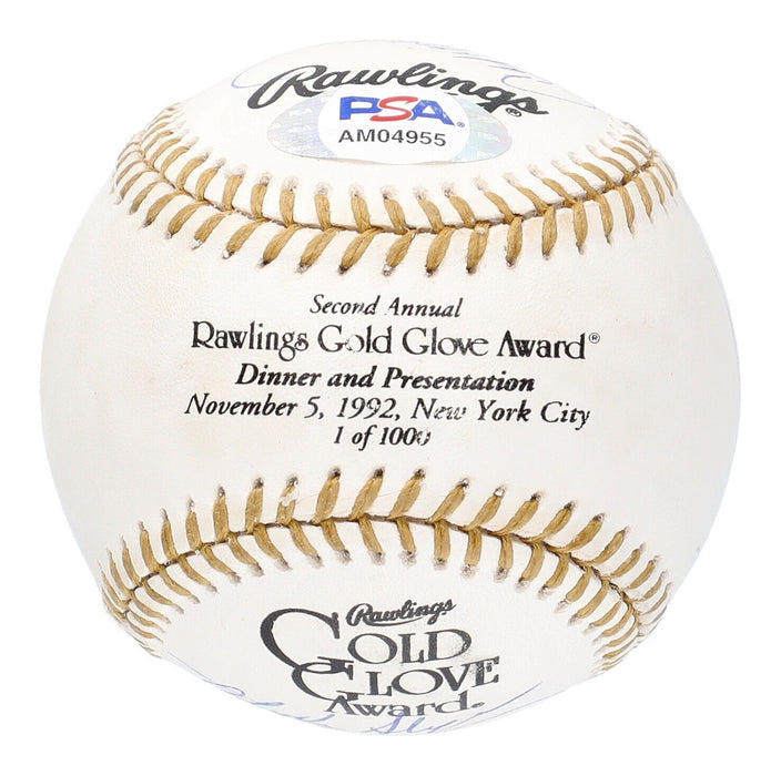 Johnny Bench Brooks Robinson Ozzie Smith Signed Gold Glove Baseball PSA DNA COA