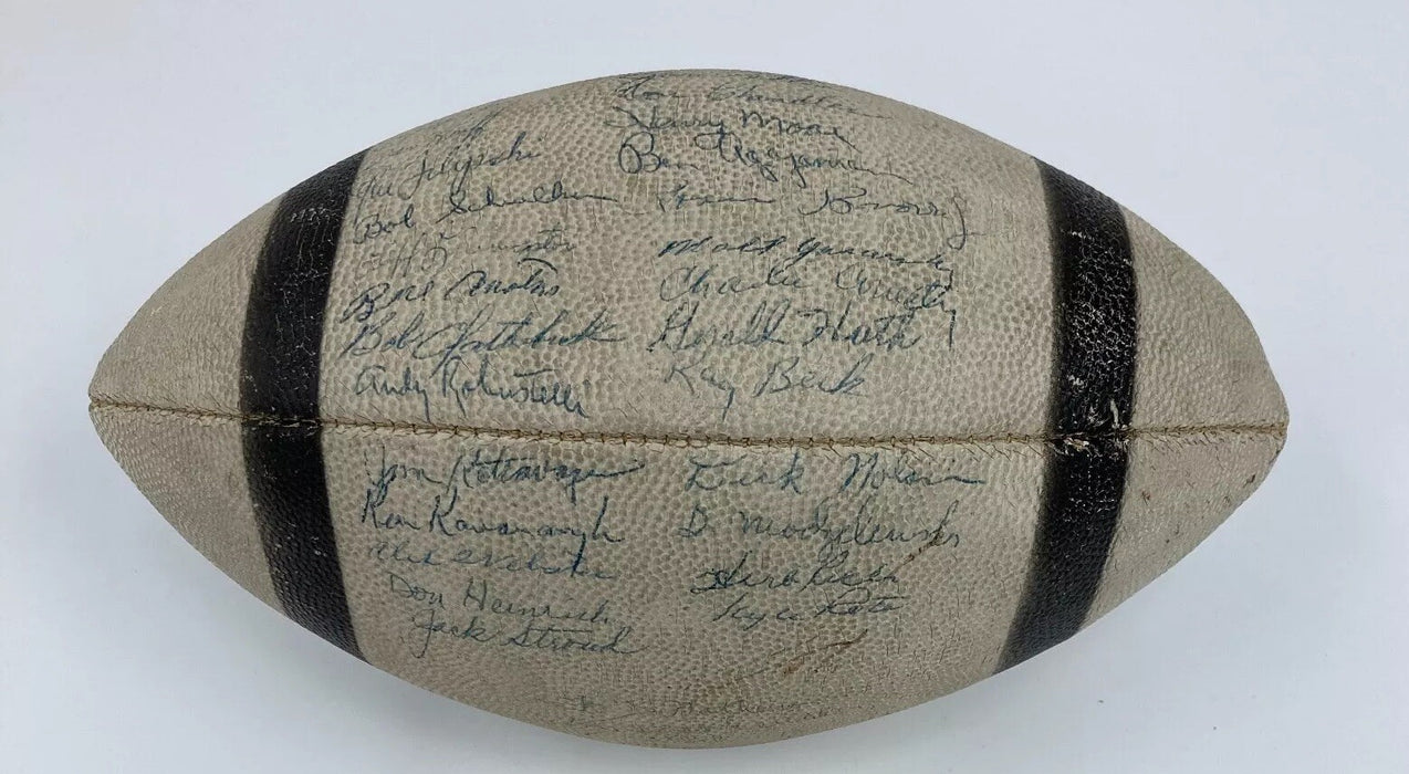 1956 New York Giants NFL Champions Team Signed Football With Mickey Mantle JSA