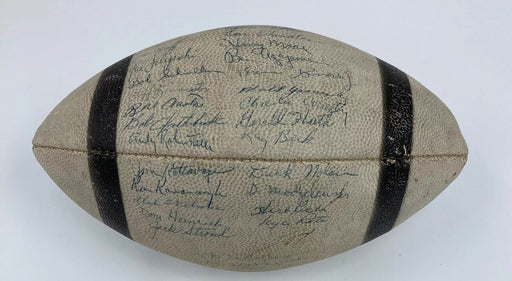 1956 New York Giants NFL Champions Team Signed Football With Mickey Mantle JSA