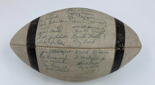 1956 New York Giants NFL Champions Team Signed Football With Mickey Mantle JSA