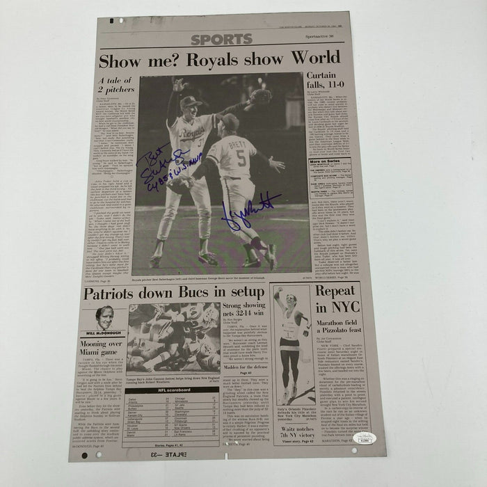 George Brett & Bret Saberhagen Signed 1985 World Series Newspaper Printing Plate