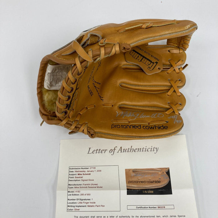 Mike Schmidt Signed Franklin Game Model Baseball Glove JSA COA