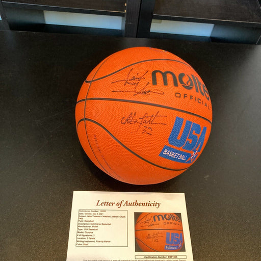 Isiah Thomas Chuck Daly Christian Laettner 1992 Dream Team Signed Basketball JSA