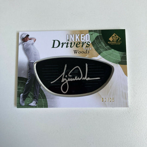 2013 Upper Deck SP Inked Drivers Tiger Woods Signed Golf Card Auto #1/25