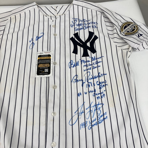 New York Yankees World Series Grand Slams Signed Jersey 5 Sigs Yogi Berra JSA