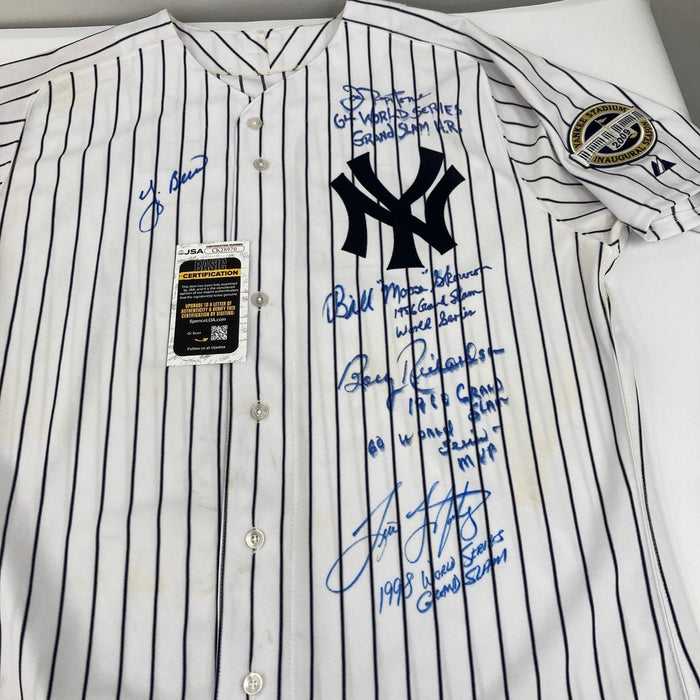 New York Yankees World Series Grand Slams Signed Jersey 5 Sigs Yogi Berra JSA