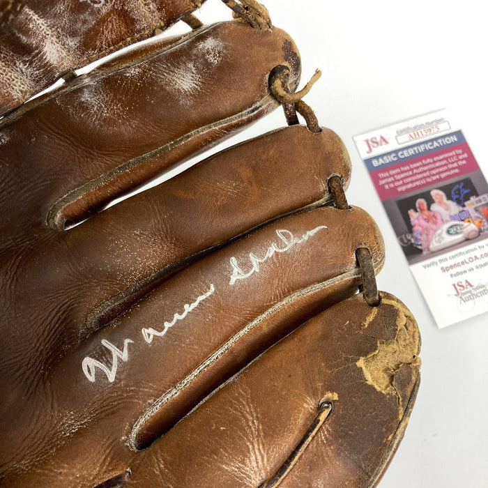 Warren Spahn Signed 1950's Game Model Baseball Glove JSA COA