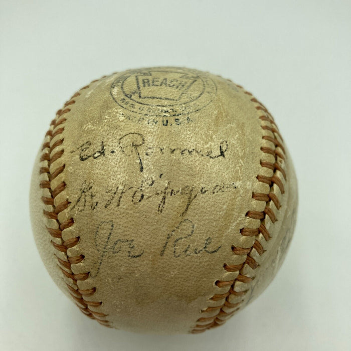 1943 World Series Umpires Signed Game Used Baseball Yankees VS Cardinals JSA COA