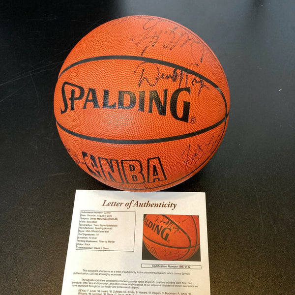 1991-92 Dallas Mavericks Team Signed Spalding NBA Game Basketball Auto JSA COA