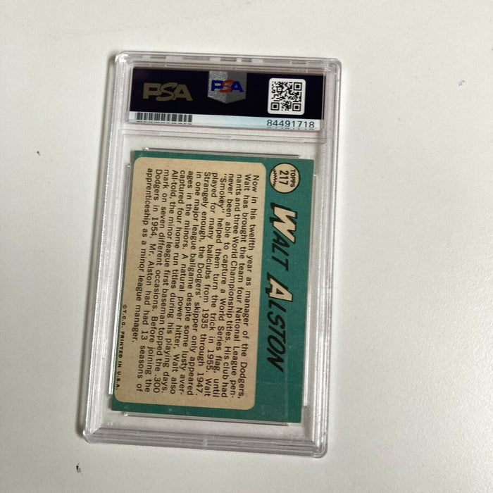 1965 Topps Walt Alston Signed Baseball Card Los Angeles Dodgers PSA DNA COA