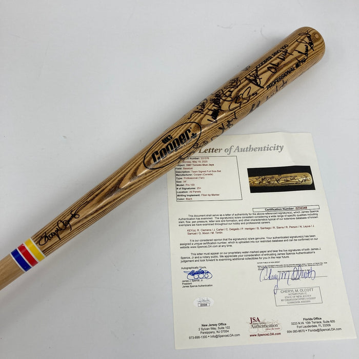 1997 Toronto Blue Jays Team Signed Baseball Bat Roger Clemens 25+ Sigs JSA