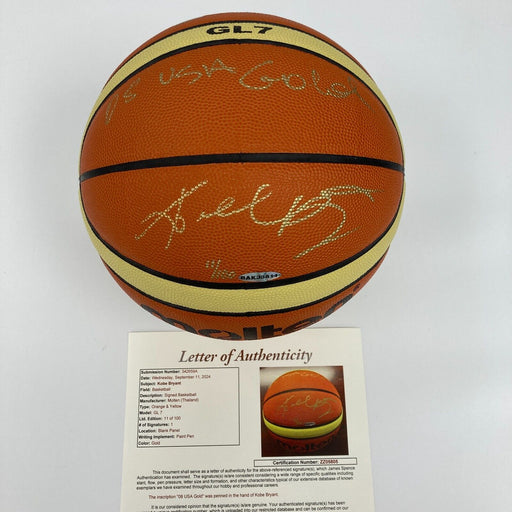 Kobe Bryant "2008 USA Gold" Signed Official Olympics FIBA Basketball UDA & JSA
