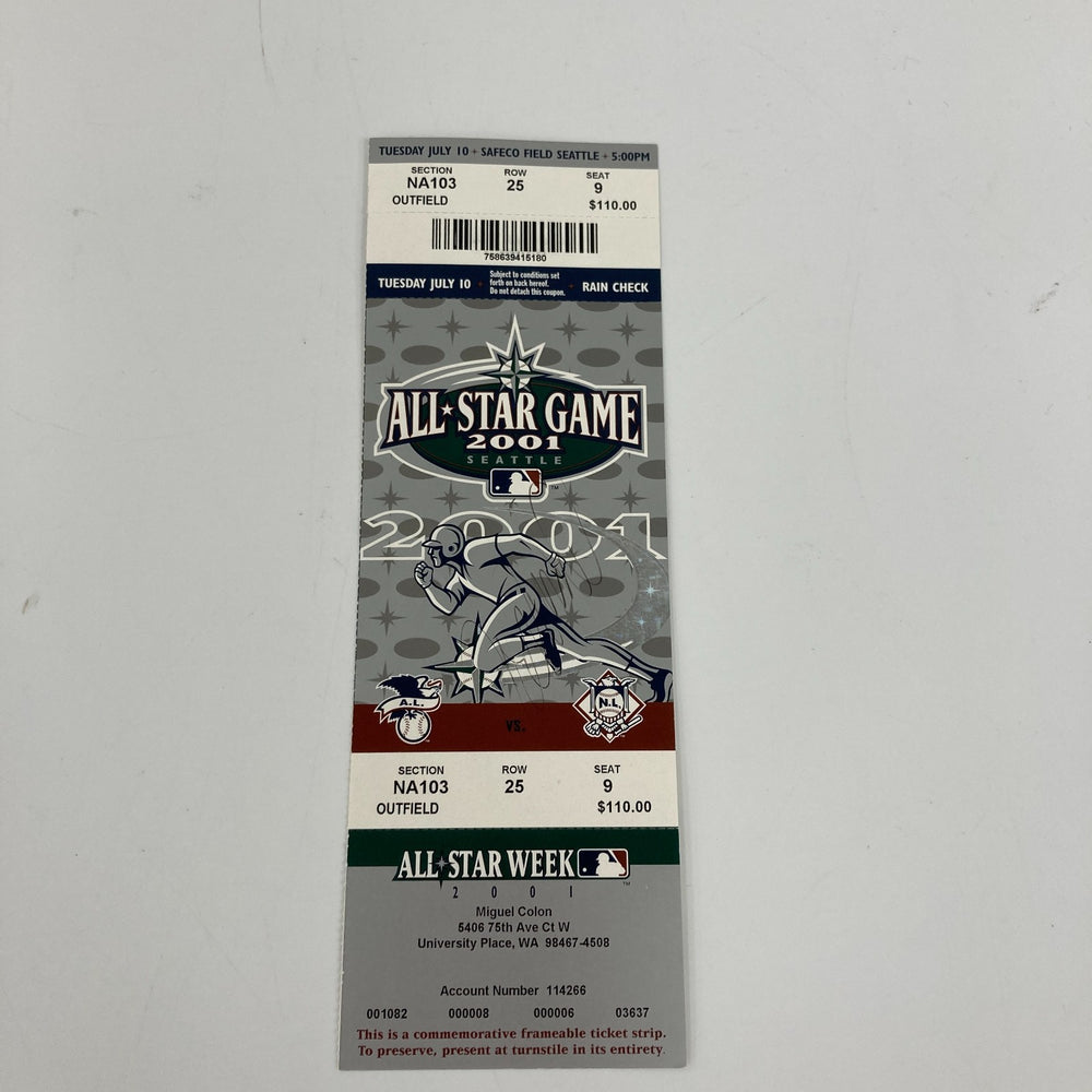 Ichiro Suzuki Signed 2001 MLB All Star Game Full Ticket