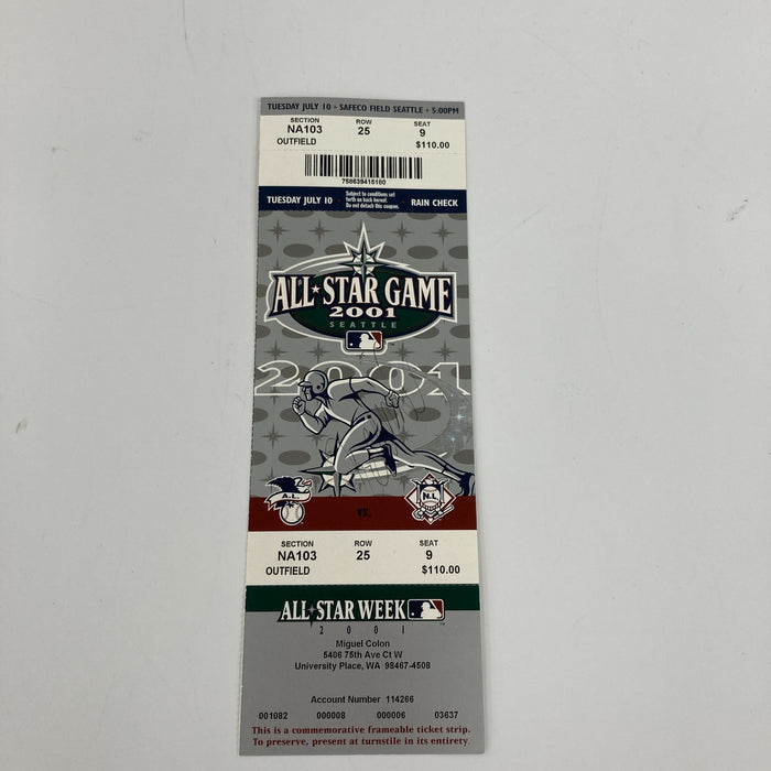 Ichiro Suzuki Signed 2001 MLB All Star Game Full Ticket