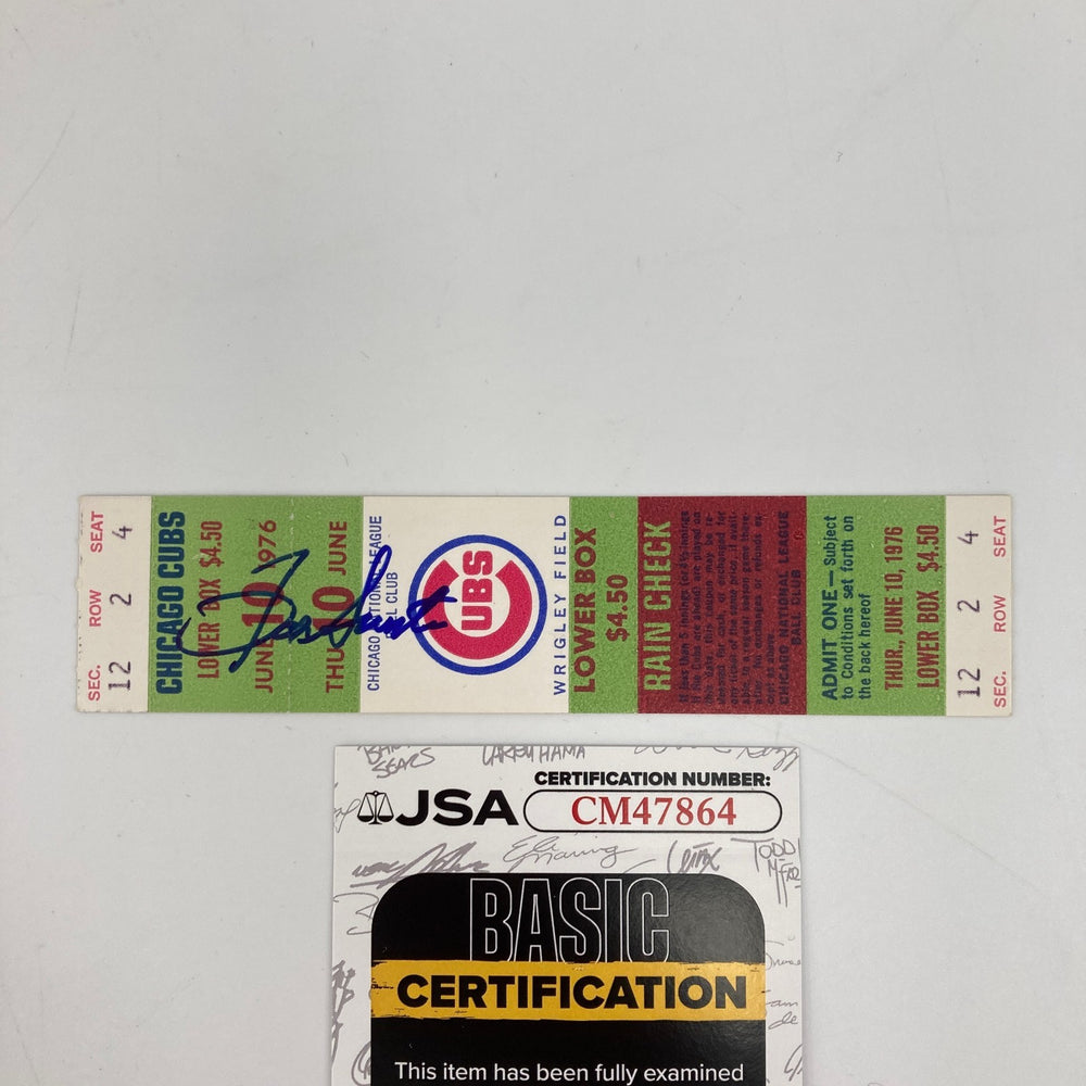 Ron Santo Signed 1976 Chicago Cubs Full Ticket JSA COA