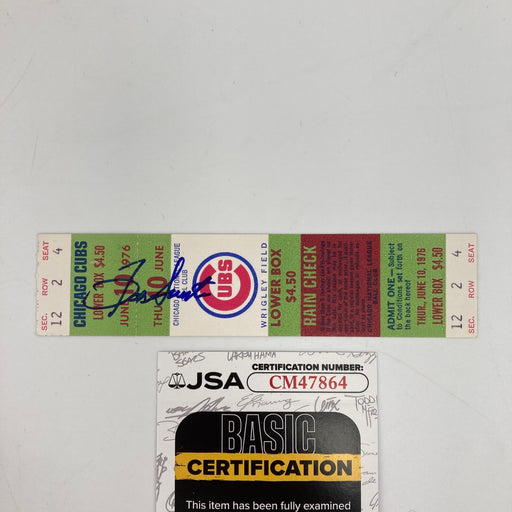 Ron Santo Signed 1976 Chicago Cubs Full Ticket JSA COA
