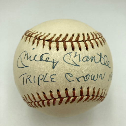 Beautiful Mickey Mantle Triple Crown 1956 Signed Inscribed Baseball JSA COA
