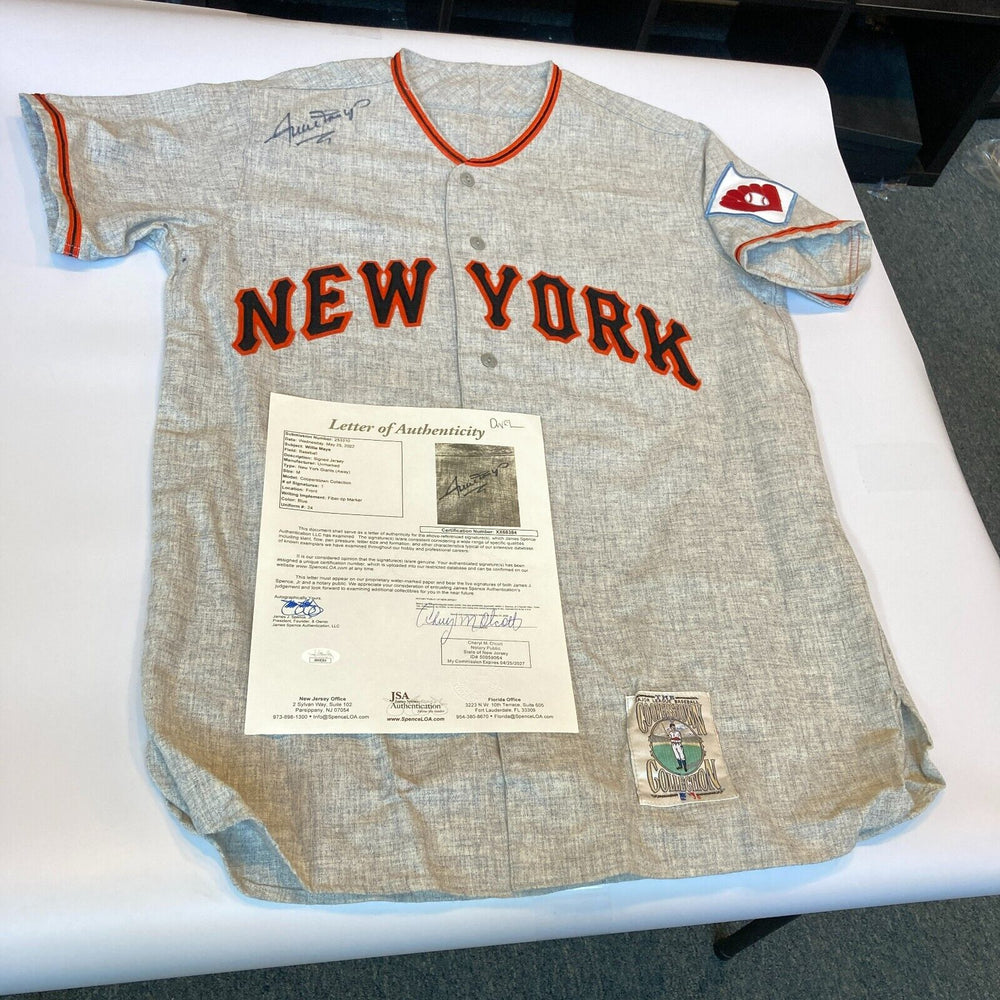 Beautiful Willie Mays Signed Authentic New York Giants Jersey JSA COA