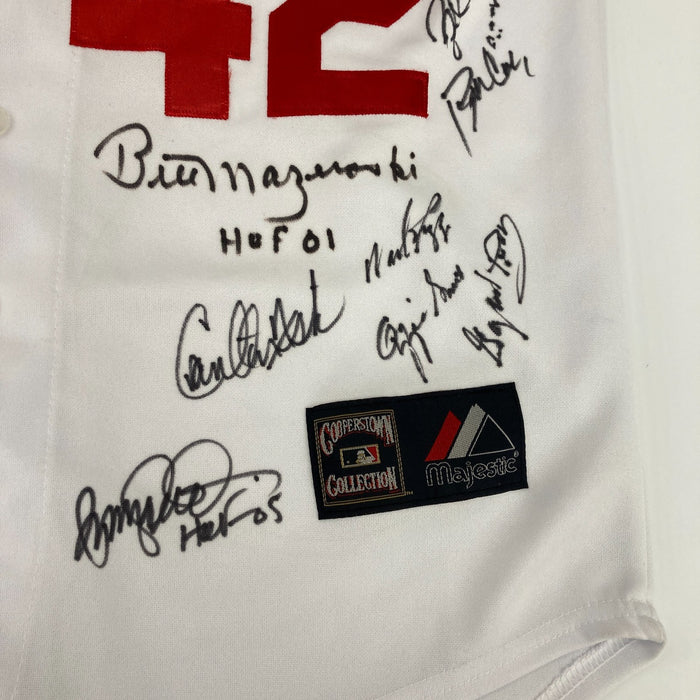 Beautiful Hall Of Fame Multi Signed Jackie Robinson Jersey 29 Signatures JSA COA