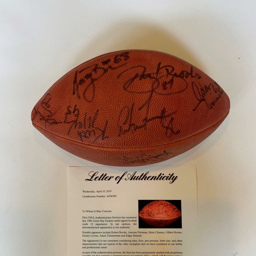 1996 Green Bay Packers Super Bowl Champs Team Signed Wilson NFL Football PSA DNA