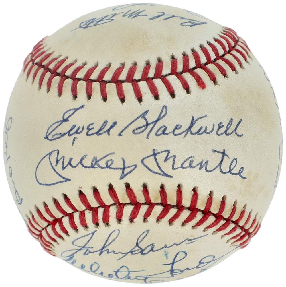 1953 New York Yankees World Series Champs Team Signed Baseball Mickey Mantle BAS