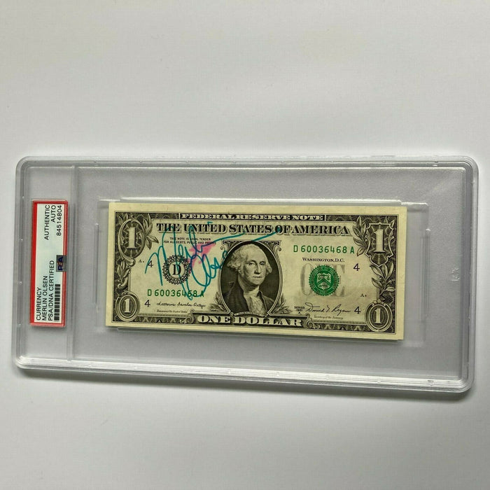 Merlin Olsen Signed Autographed $1 One Dollar Bill PSA DNA COA NFL