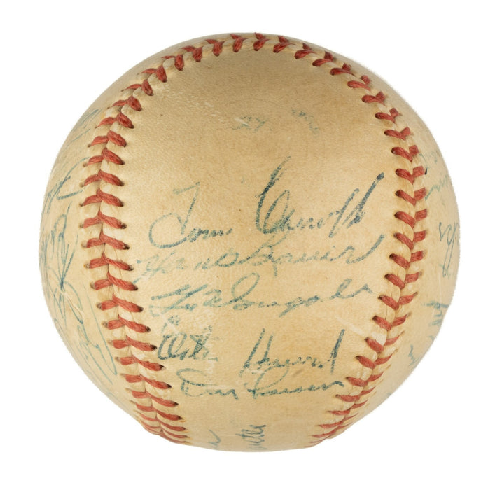1956 New York Yankees World Series Champs Team Signed Baseball Mickey Mantle PSA