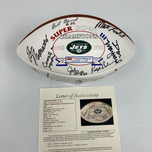 1968 New York Jets Super Bowl Champs Team Signed Wilson Football JSA COA