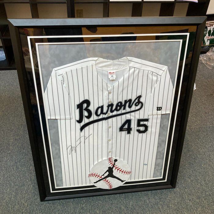 Michael Jordan Signed Birmingham Barons Baseball Jersey Upper Deck UDA Framed