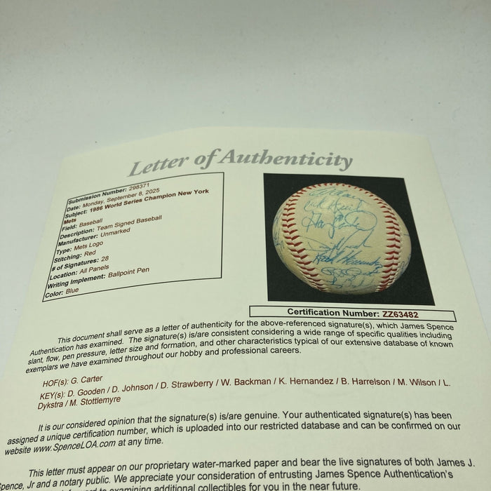 Vintage 1986 New York Mets World Series Champs Team Signed Baseball JSA COA