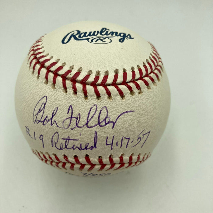 Bob Feller #19 Retired 4-17-1957 Signed Hall Of Fame MLB Baseball JSA COA