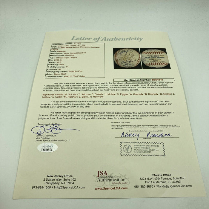 2002 Anaheim Angels World Series Champs Team Signed W.S. Baseball With JSA COA
